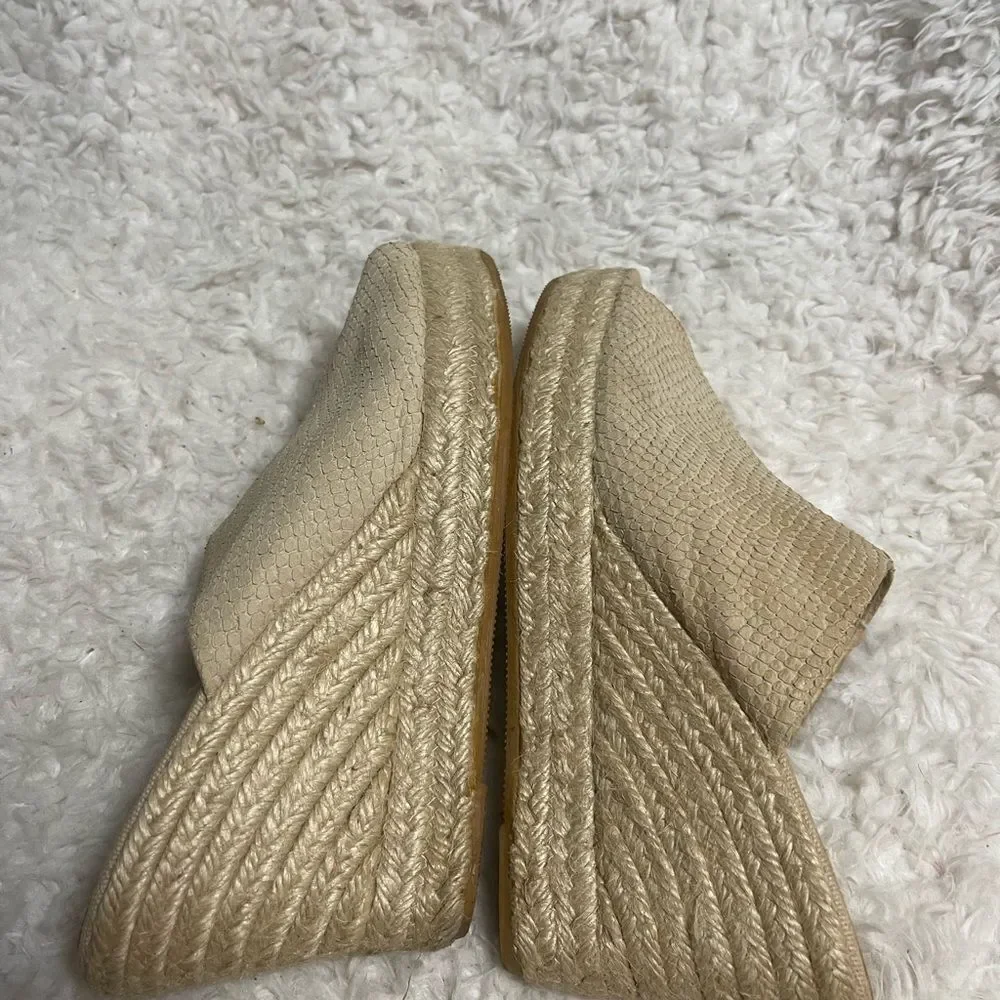 Kanna made in Spain leather suede Beige  Platform Wedge Espadrille SandalsSZ10.5